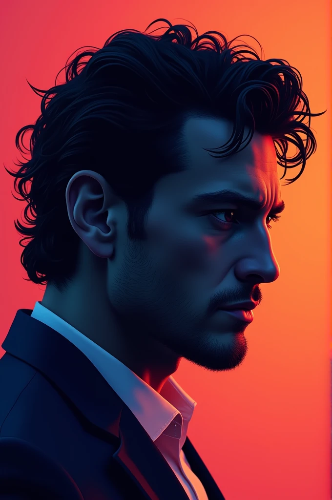 Profile photo of man in black gradient color man curly hair 