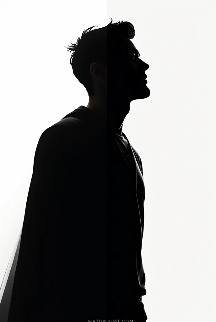 A man, Half of the image is black and white. Animated image Now draw the silhouette