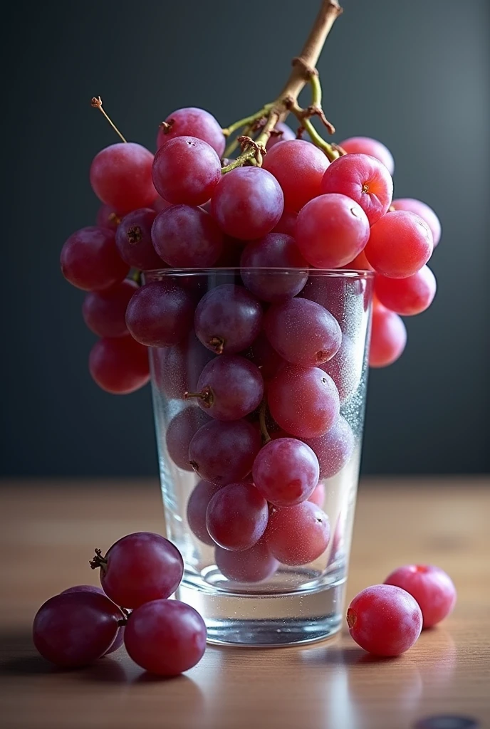 Juicy grapes in a glass