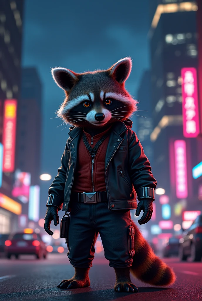 Rocket Raccoon a Los Angeles California di notte