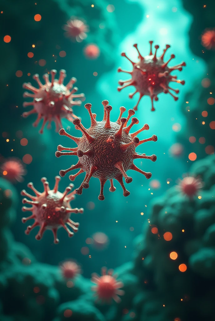 an antiallergic image, focusing on a visual representation of bacteria being neutralized by antibiotics in a modern and vibrant style. interaction between antibodies and viruses, with a scientific look, bright and futuristic. format of (16:9) GREEN COLORS, rot, cerulean, Pink
