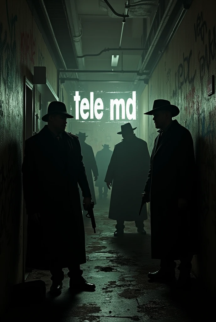 Create an image with ????? and mobsters with writing " tele MD "