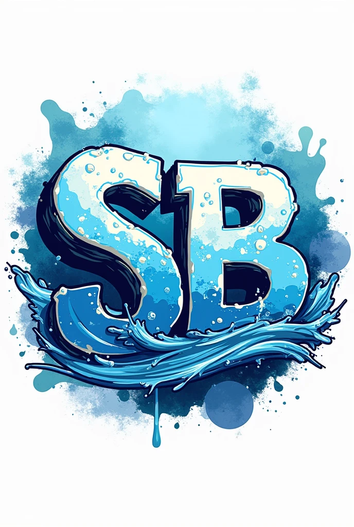 Create a graffiti logo for a project named SB project of nttps related to water