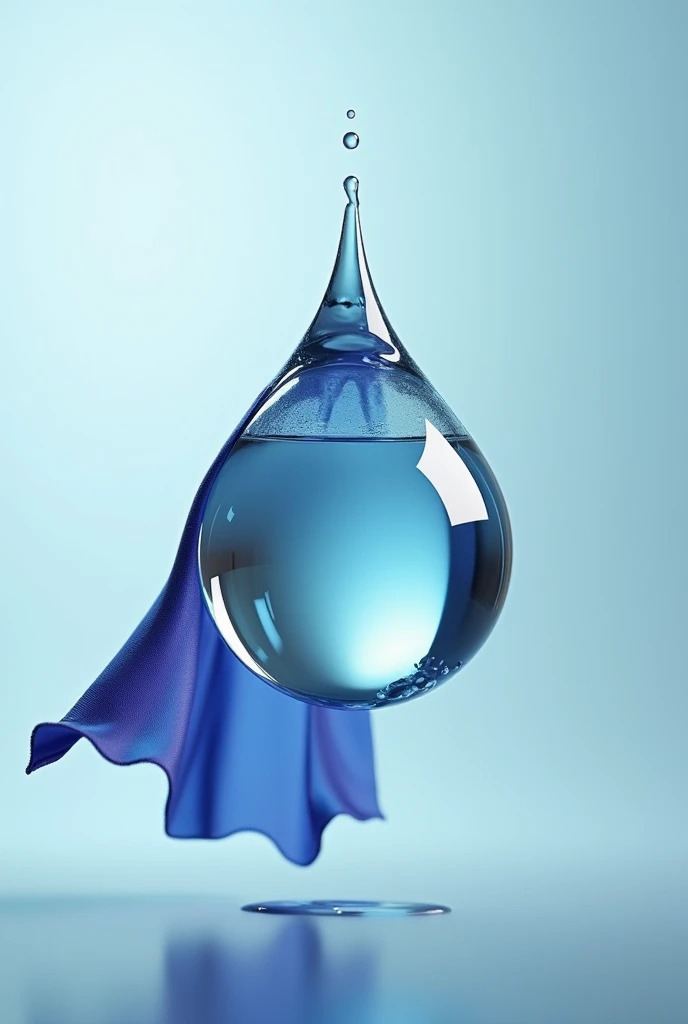 A drop of water with a superhero cape.