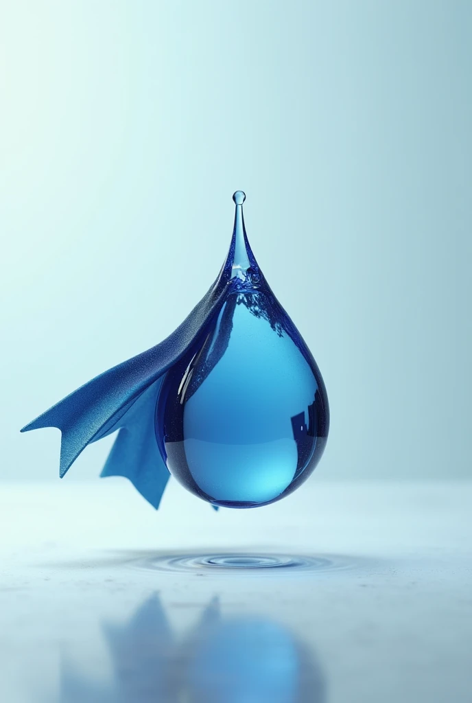 A drop of water with a superhero cape.