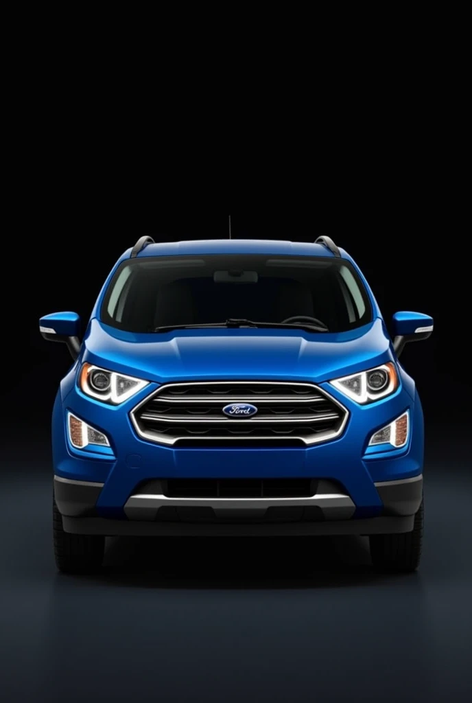Front photo Ford Ecosport blue 2020 with original Drl with black photo background photo with dimensions 800x480