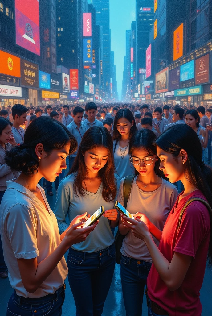PAINTING REPORTING THE EMERGENCE OF CELL PHONES IN THE 2000S