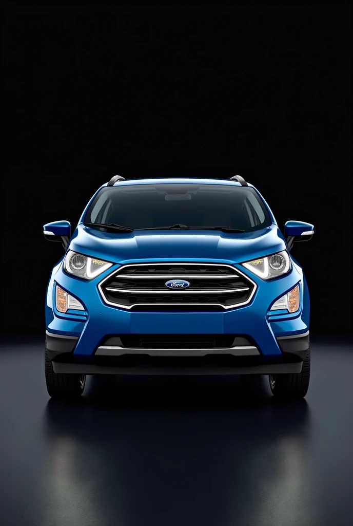 Front photo Ford Ecosport blue 2020 with original Drl with black photo background photo with dimensions 800x480 with high resolution 