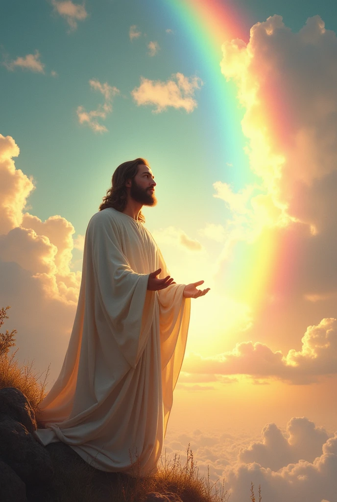 rainbow behind jesus
