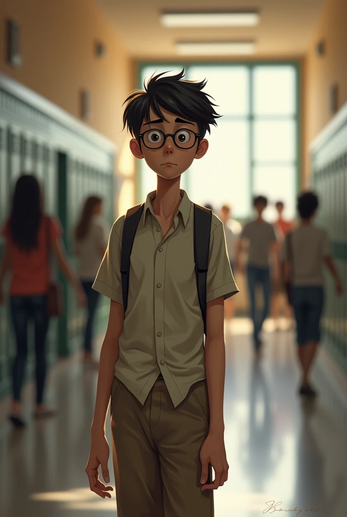 a skinny guy in a school