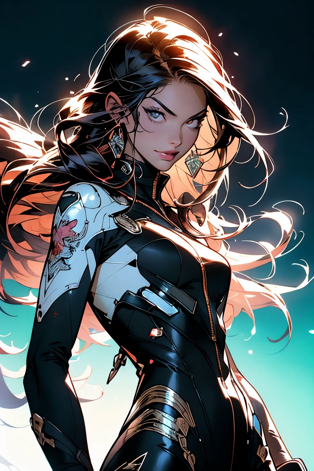 fotografia, ::Inking Comix in Pencil by Richard Luong ::background, misto-language_text, letras japonesas em graffit , Kelly Brook mulher linda , longos cabelos negros, excellent lighting, sidelighting, perfeito ultimate (cor plana: 1.3), , perfeito e detalhado angular agudo oval face humana, corpo inteiro, comiс style, anatomia perfeita, Centrado, Approaching perfection, Dynamic, altamente detalhado, folha de caracteres, art-station, arte conceitual, liso, foco nítido, illustration, arte por Kim Jung gi, Artgerm, Carne Griffiths e Wadim Kashin ,Sombra, sorrir, covinha direita da bochecha, olhos negros brilhantes, Feliz, imagem brilhante, 8k, como assistir a um filme digital, Hip Hop, Arte por Stanley Artgerm Lau, Arte por Kenneth Rocafort, Arte por Genzoman, Arte de Joe Madureira, Arte por BlushySpicy, Art by Stjepan Sejić, Arte por J Scott Campbell, Art by Guillem March, Arte de Citemer Liu, 4k, high resolution, comic book, personagem de quadrinhos, comic, alta qualidade, best quality, alta qualidade, Altas, best quality, high resolution fix, bright amazing lighting