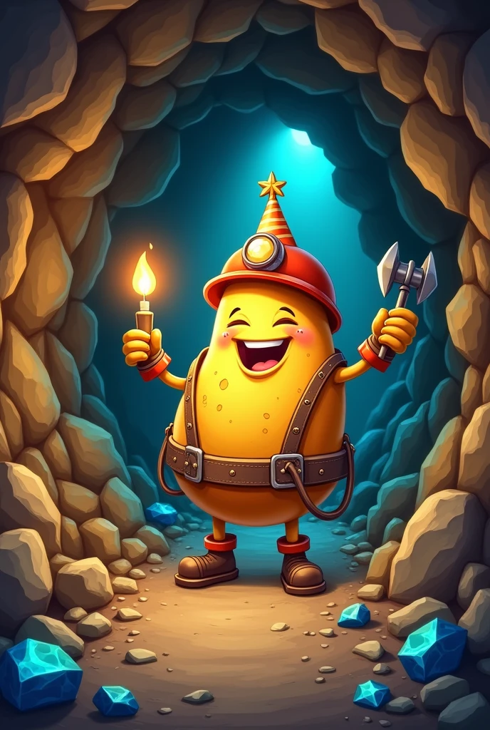 Potato in the mine celebrating