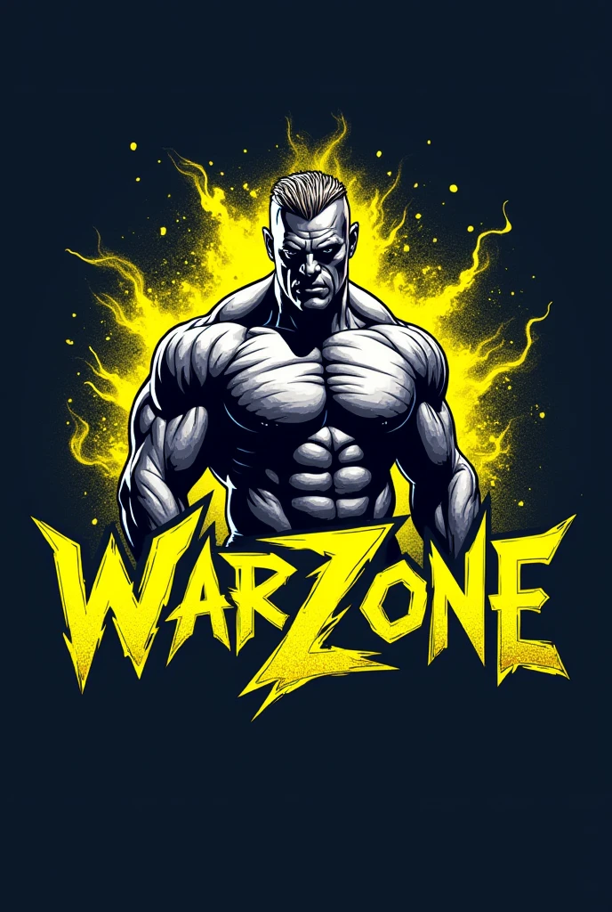 Me faça uma logo de WWE Survivor Series, But change the "Survivor Series" till "Warzone" with the predominant colors lemon yellow and navy blue.