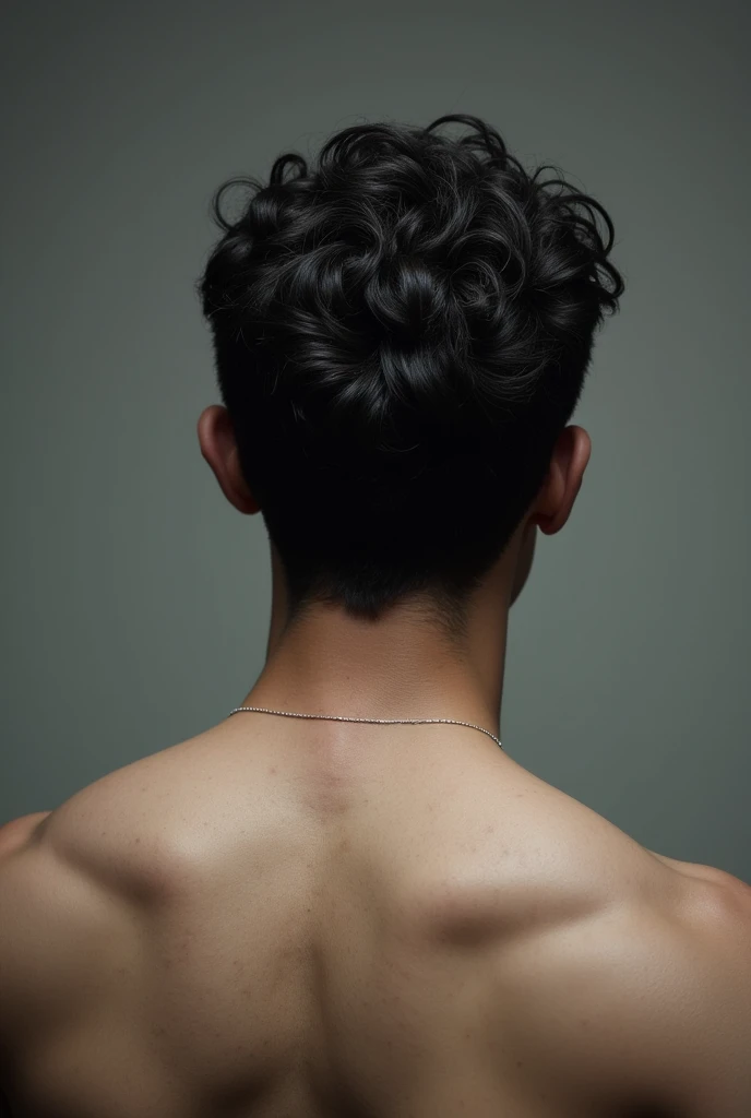 White man from behind short curly hair black color image
