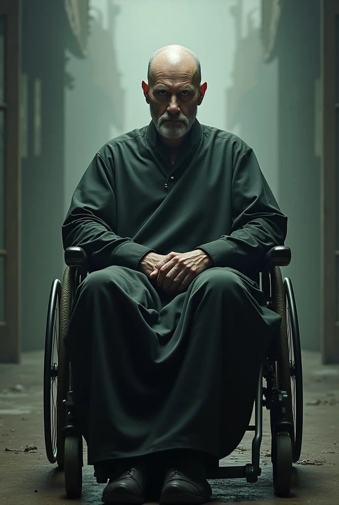 A BALD MAN WHO USES WHEELCHAIRS AND HAS SUPER POWERS IN HIS MIND