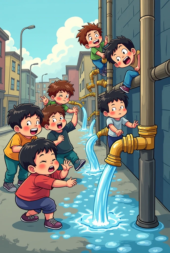 Comic of children turning off the pipes
