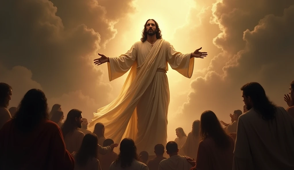 Create a powerful and emotional image of Jesus saving people.
