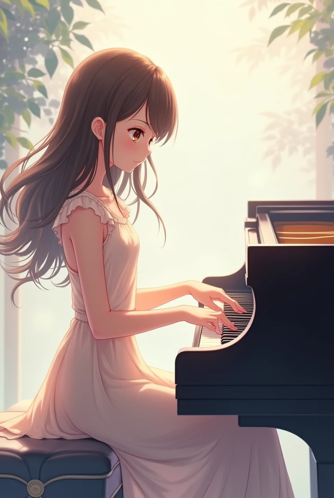 Une joli fille d'anime qui joue du piano