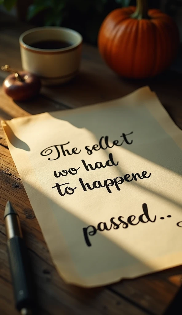 Create a photo of a handwritten note on paper with the text in Spanish "Maybe what had to happen... passed...", dramatic lighting, changing colors, cinematographic composition, Imperfections, natural shadows, photorealistic, Very detailed, Intricate, sharp focus, masterpiece