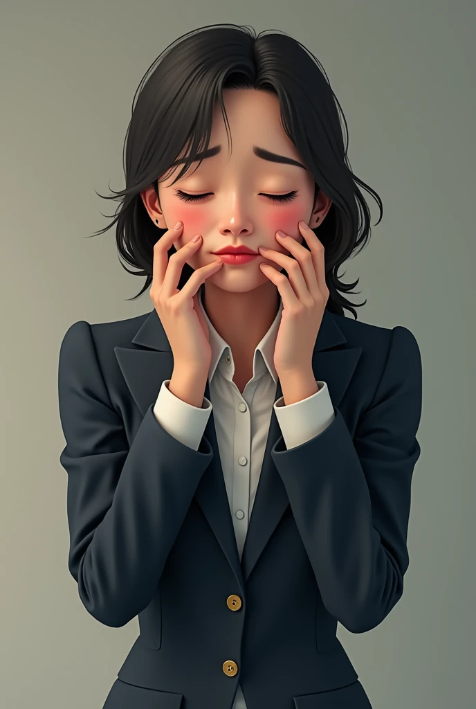 A neat woman is vomiting