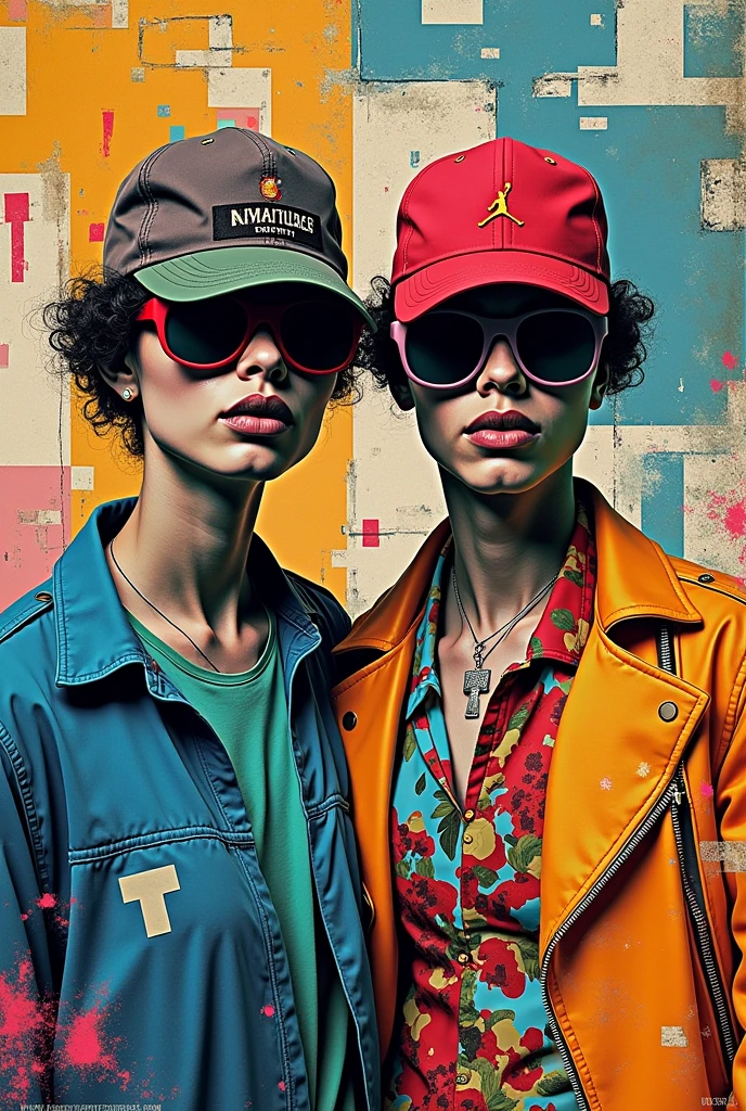 pop art style art with collage techniques, criticizing consumption in the area of clothing