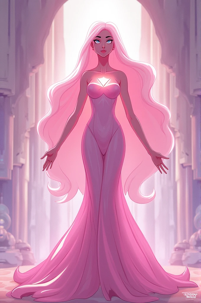 Pink diamond from Steven Universe with long straight hair