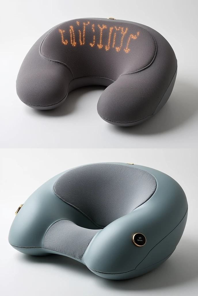 A massage pillow for muscle pain therapy with an action shape and temperature regulator