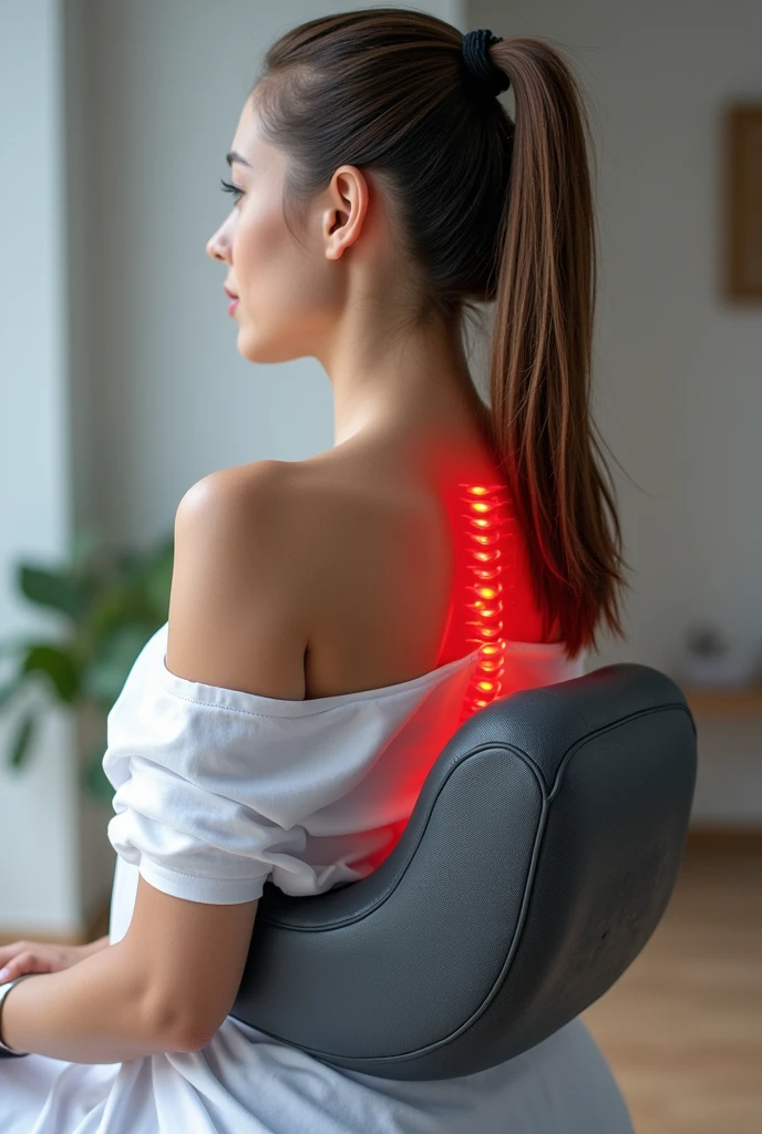 A massage pillow for muscle pain therapy with an action shape and temperature regulator