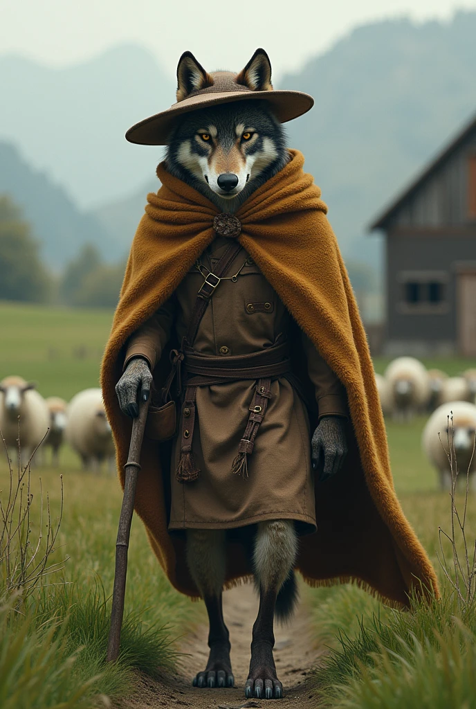 Now the wolf is dressed in a shepherd&#39;s clothes and goes to the farm where the sheep are. 