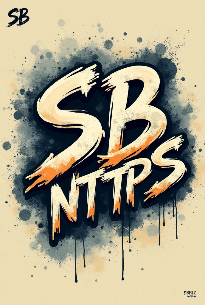 Create a project logo with the name of "SB nttps"
related to basic sanitation made of street graffiti