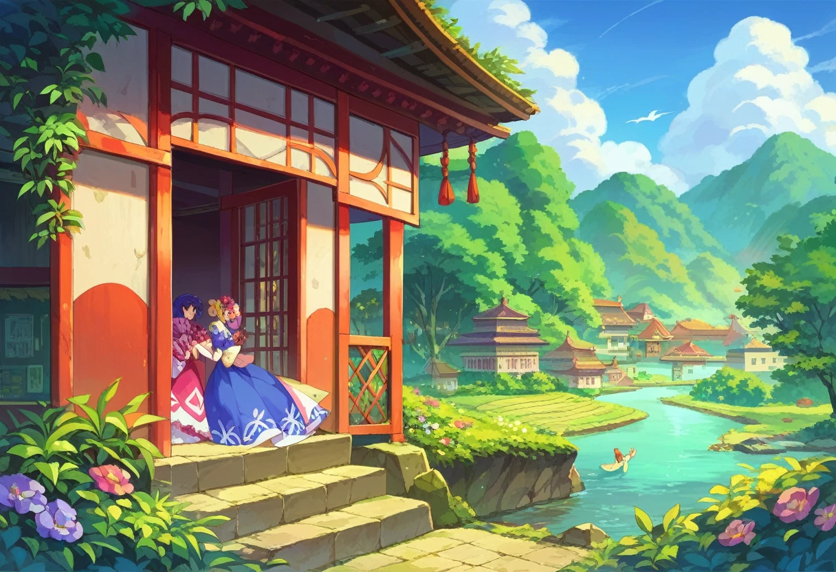 score_9, score_8_up, score_7_up, score_6_up, anime source, village in japan in the 80s, a mysterious place with a river and a cave on the other side of it. dangerous feeling, no people, no creatures, beautifully detailed, masterpiece, Best quality, very aesthetic, absurd, 