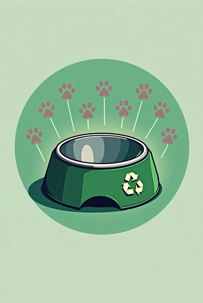 Logo:
A stylized image of a circular dog bowl, made from geometric shapes that represent recycled materials (pieces of paper, plastic, etc.), with a small recycling symbol on the side. Around the plate you could include some dog footprints.

