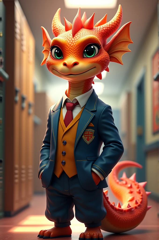 dragon, still a student, being a student council member, wearing student council clothes

