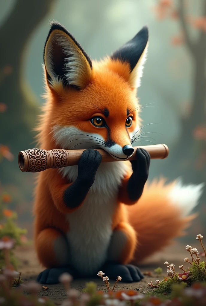 A fox playing the flute