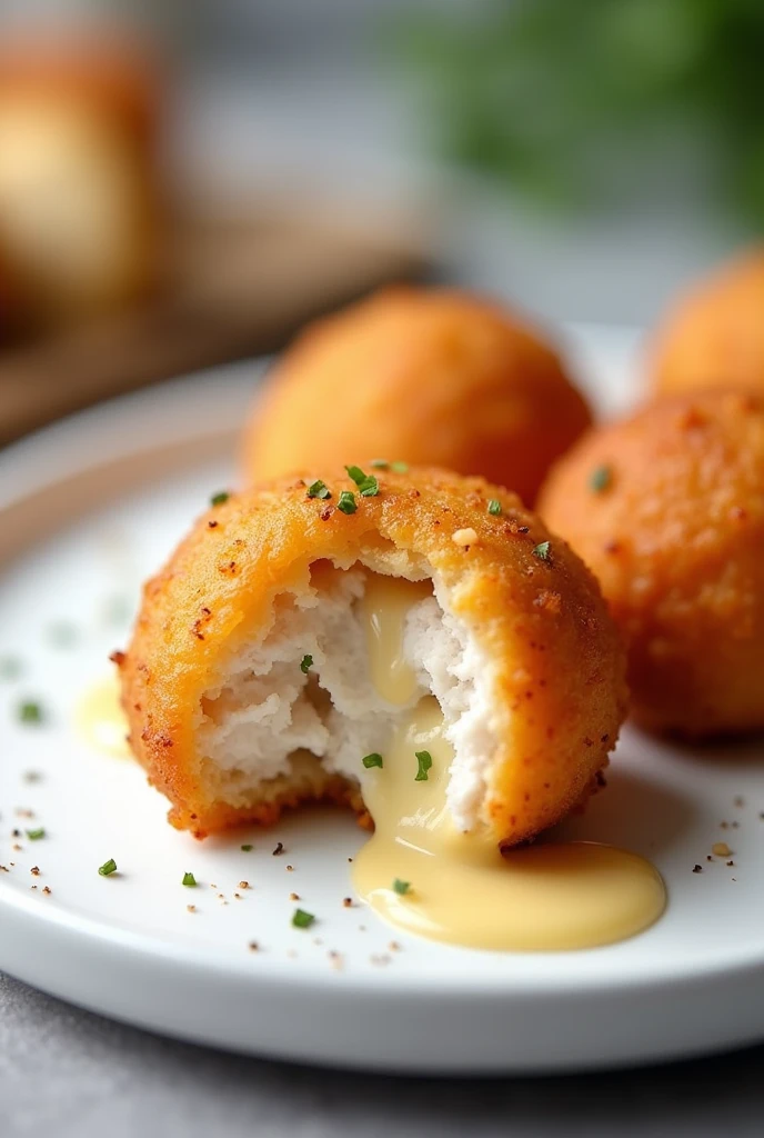 A chicken croquette