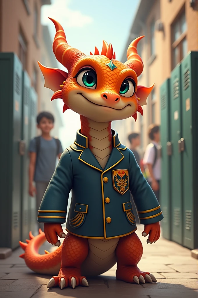 teenage dragon, still a student, being a student council member, wearing student council clothes