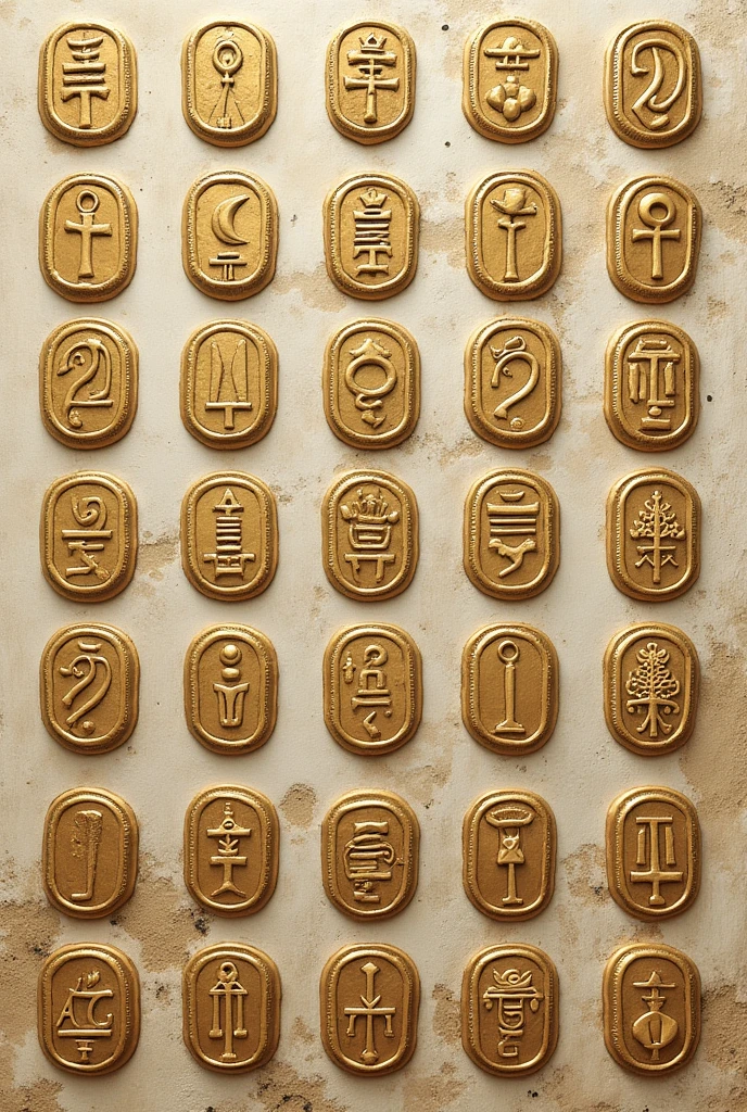 Reading of cartouches arranged in tabular form, layout design