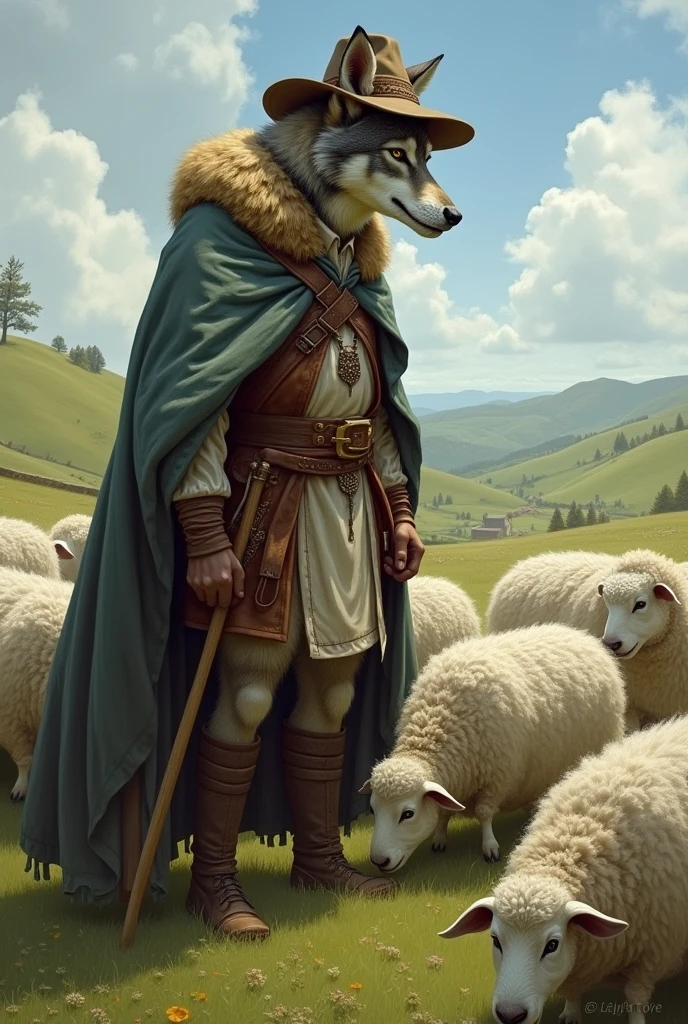 Now the wolf dressed as a shepherd imagines in his mind tasting the sheep 