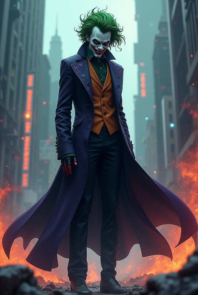 Creater joker mix Wearing a trench coat in style dragonball