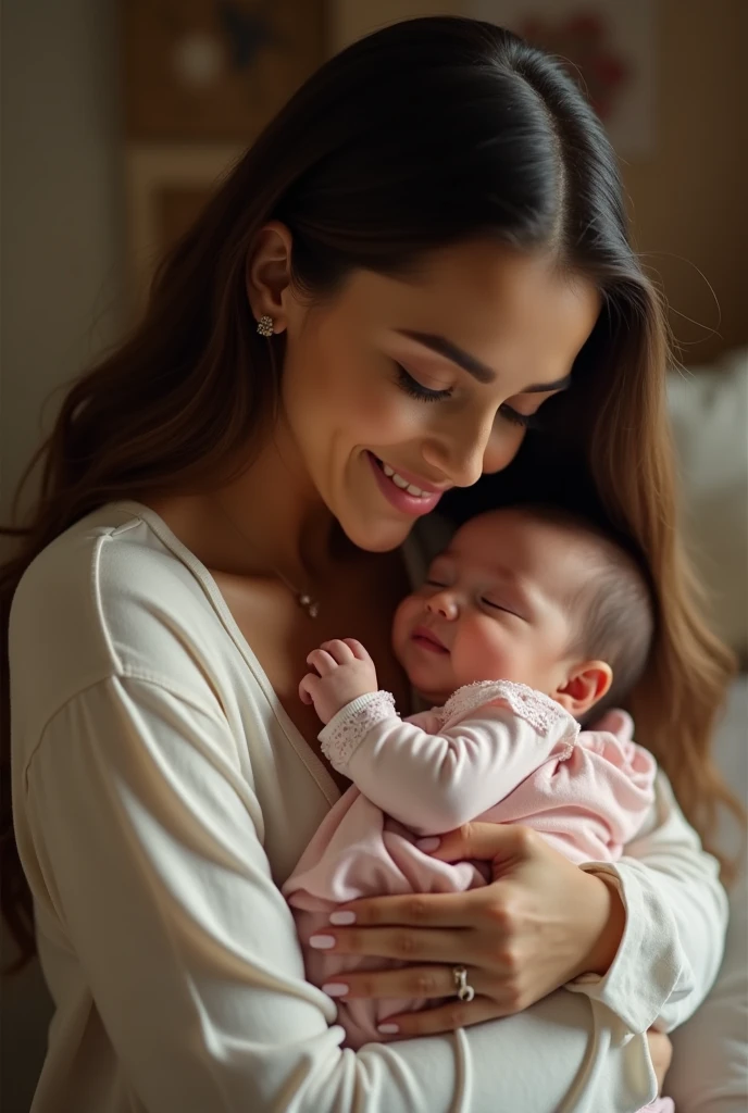 La chanteuse Ariana Grande et sa fille Ella 1 an dans les bras de sa maman