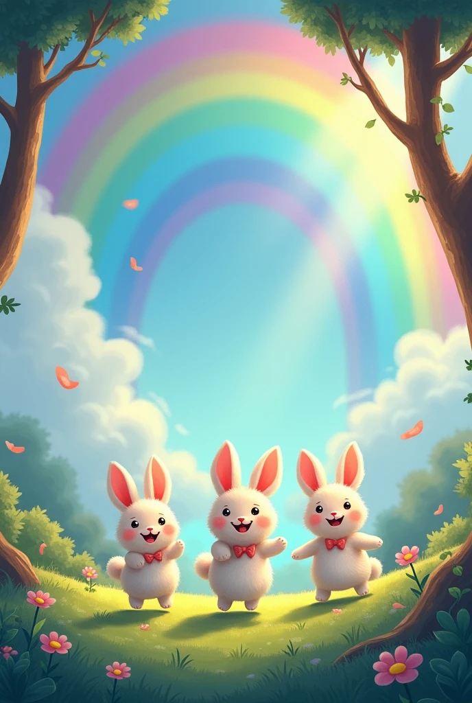 In the distant kingdom, magical and happy,
There was a bright and subtle rainbow.
you **Jumping Bunnies**, cute and kind,
They loved its colors, from the sky to the indigo ground.
as if it were a book