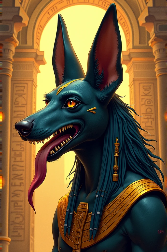 Anubis sticking out tongue emoji