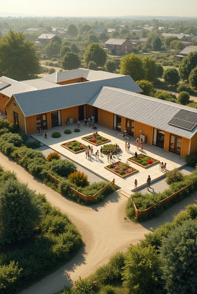 Build a house for homeless people, that has a large patio and cultivation center