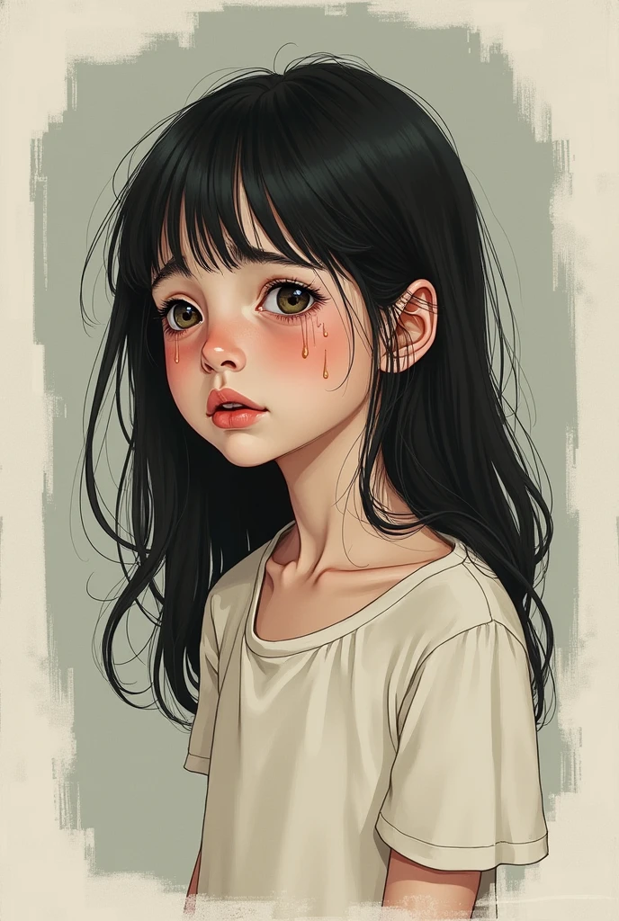 create a crying girl in 2d drawing