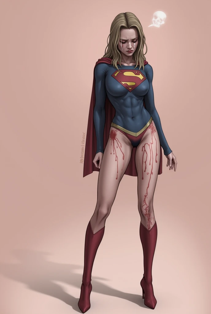 Supergirl's bloody 、Are crying、A small amount of blood coming from the groin