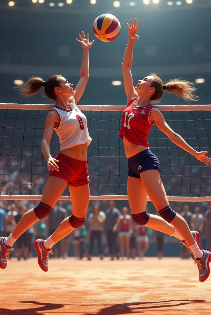 A picture of a volley in Volleyball 