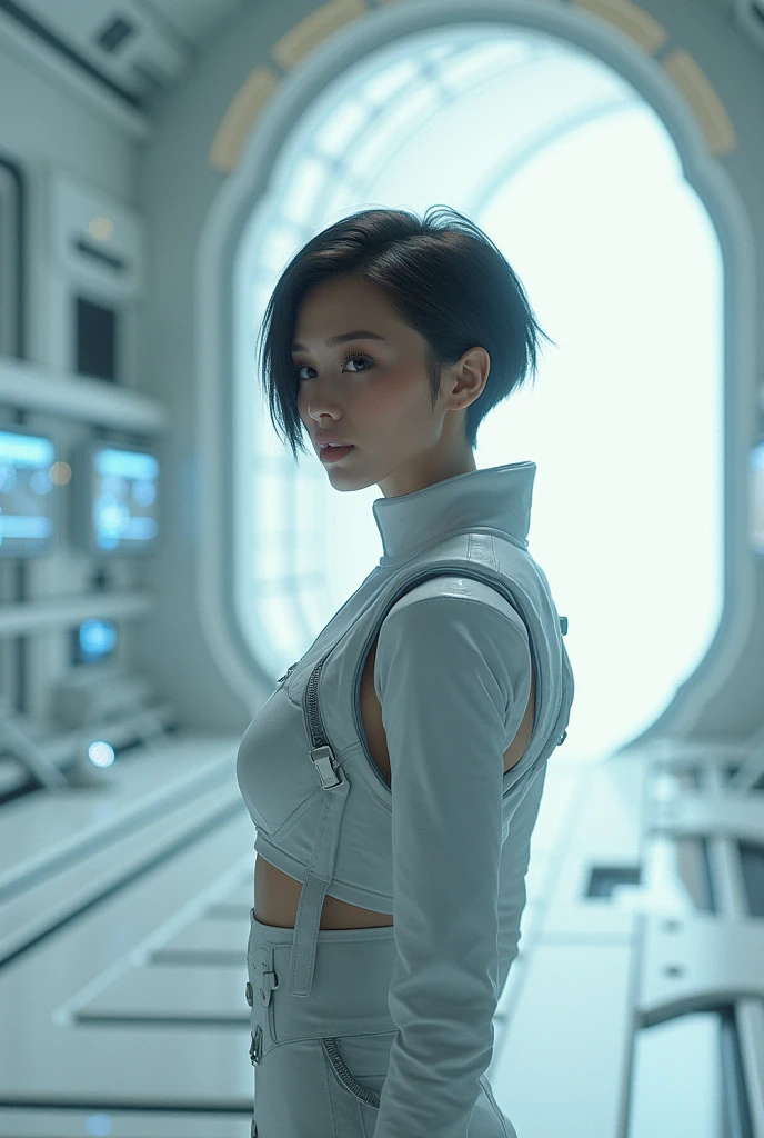 Tech girl in her space
