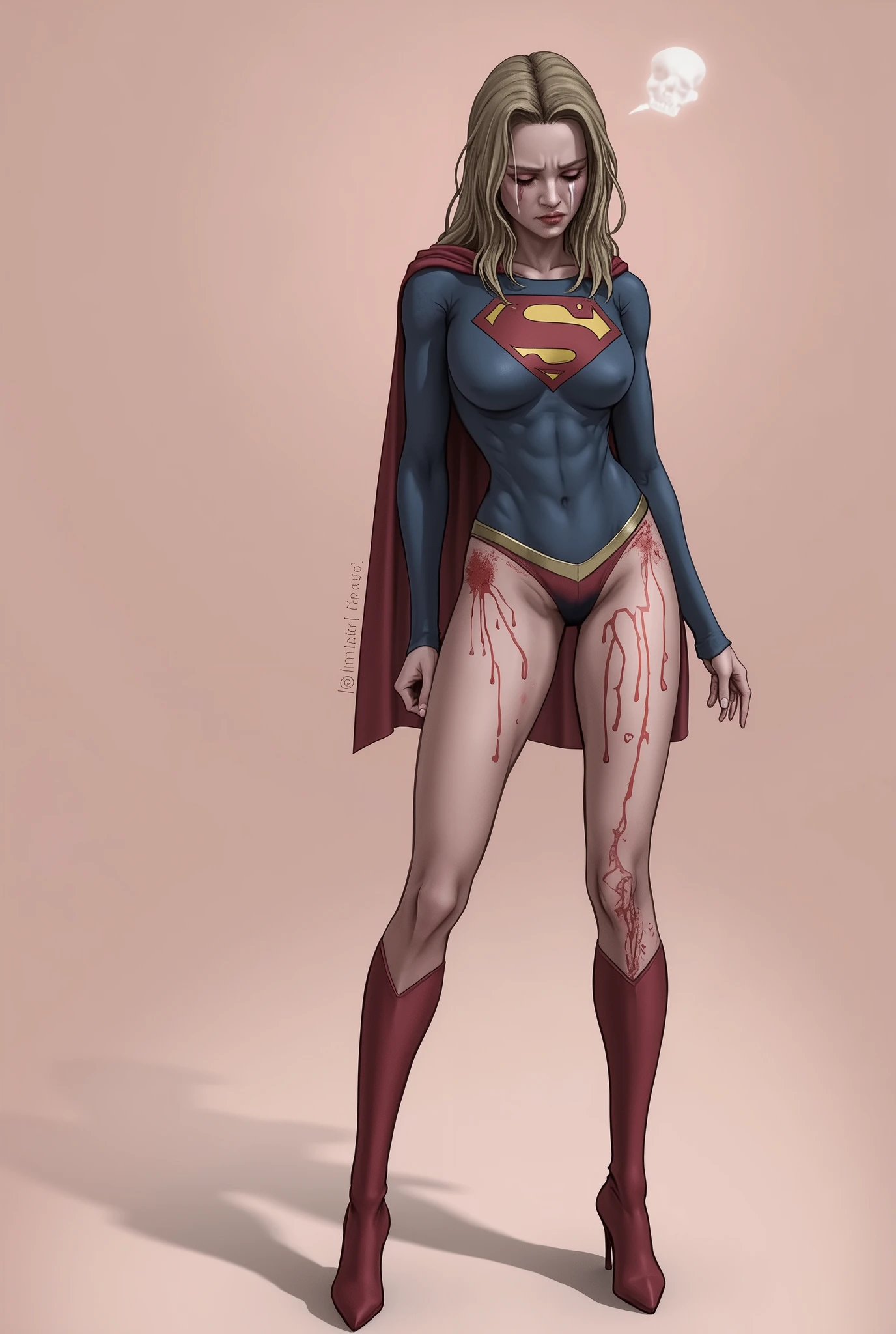 Supergirl's bloody 、Are crying、A small amount of blood coming from the groin