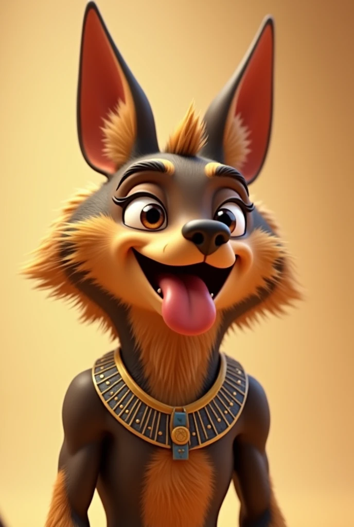 Anubis sticking out his tongue animating as a more animated WhatsApp emoji circulating