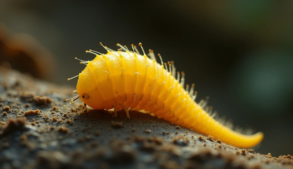 the tiny yellow worm weaving a delicate, silky cocoon around his body, his movements guided by instinct."